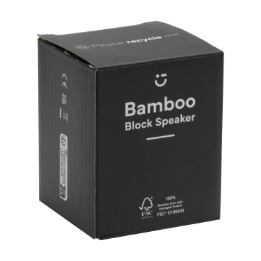 Logo trade promotional product photo of: Bamboo Block Speaker with wireless charger