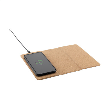 Logo trade corporate gifts image of: Cork Wireless Charging Mousepad