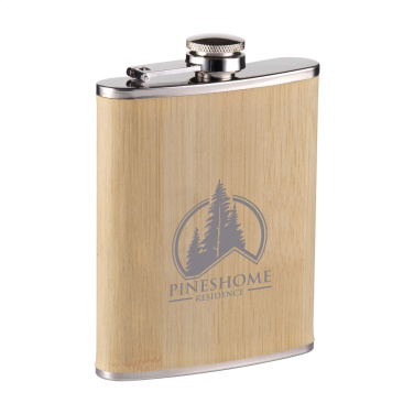 Logo trade promotional items image of: Hipflask Bamboo 200 ml drinking bottle