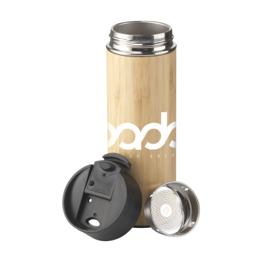 Logo trade business gifts image of: Sakura 360 ml bamboo thermo bottle/thermo cup