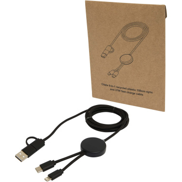 Logotrade promotional merchandise image of: Citala 5-in-1 recycled plastic 150 cm data sync and 27W fast charge cable