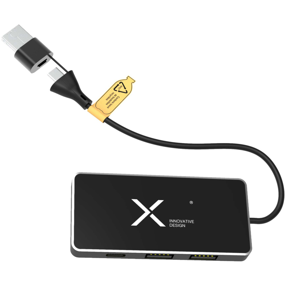 Logo trade promotional merchandise photo of: SCX.design H20 8-in-1 USB hub with dual input and 6-ports