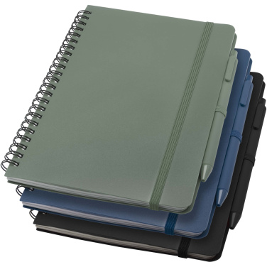 Logo trade promotional giveaways image of: Thalaasa A5 ocean-bound hard cover notebook with ballpoint pen (black ink)