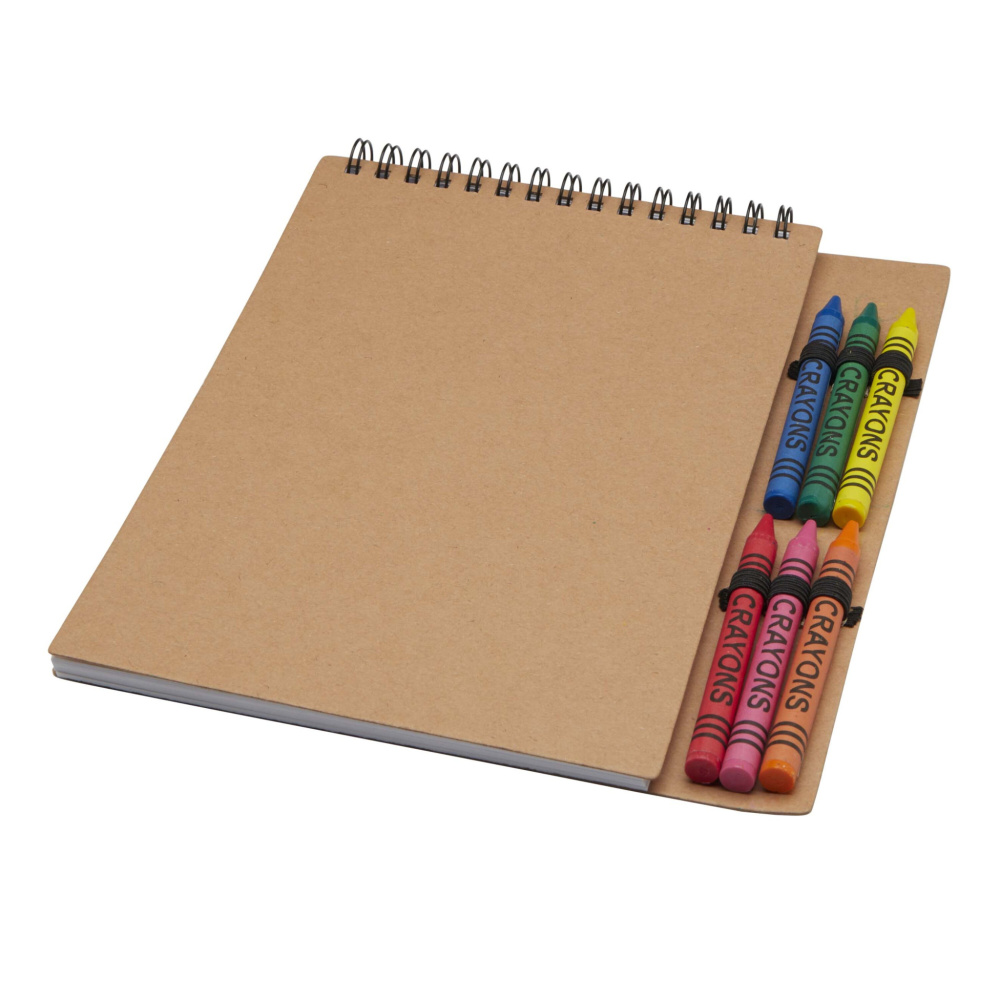 Logo trade promotional product photo of: Doodle A5 spiral soft cover notebook and crayon set