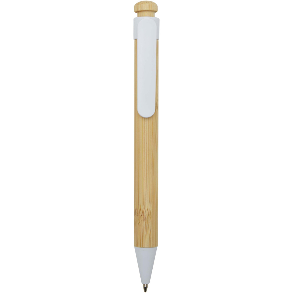 Logotrade corporate gift picture of: Rattan bamboo and recycled plastic ballpoint pen (black ink)