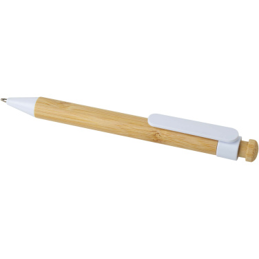 Logotrade promotional product picture of: Rattan bamboo and recycled plastic ballpoint pen (black ink)