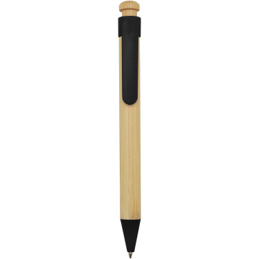 Logotrade advertising products photo of: Rattan bamboo and recycled plastic ballpoint pen (black ink)