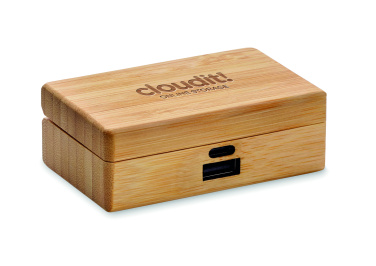 Logo trade corporate gifts picture of: TWS earbuds in bamboo case