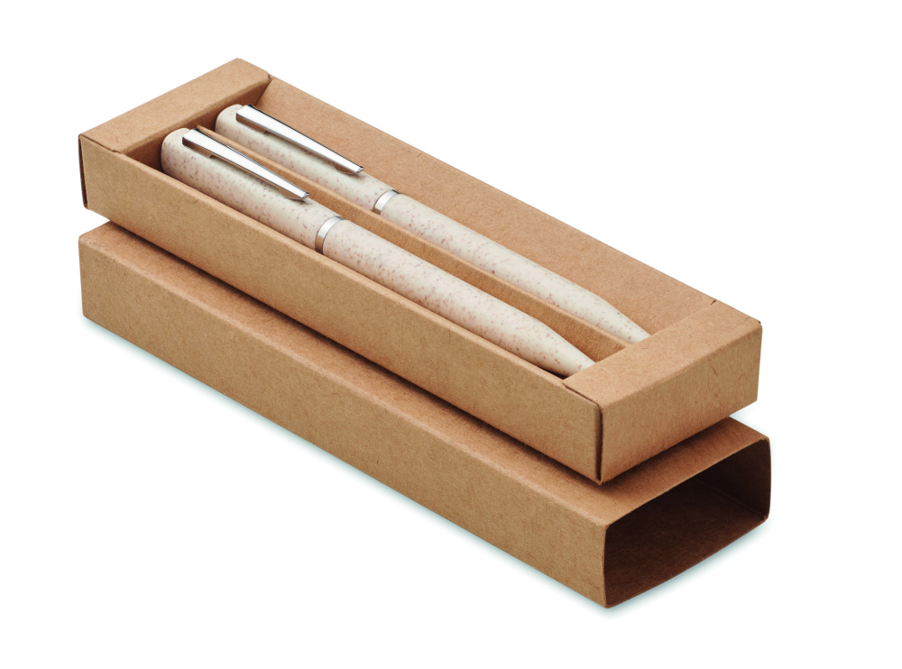 Logo trade business gift photo of: Wheat straw/ABS twist pen set