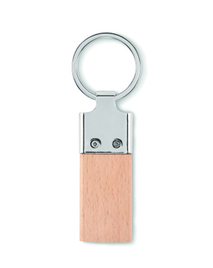 Logo trade promotional merchandise image of: Key ring with rubber wood