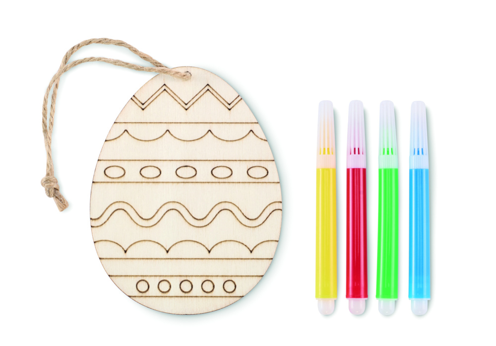 Logo trade promotional merchandise picture of: Wooden egg painting set