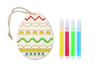 Logo trade promotional product photo of: Wooden egg painting set