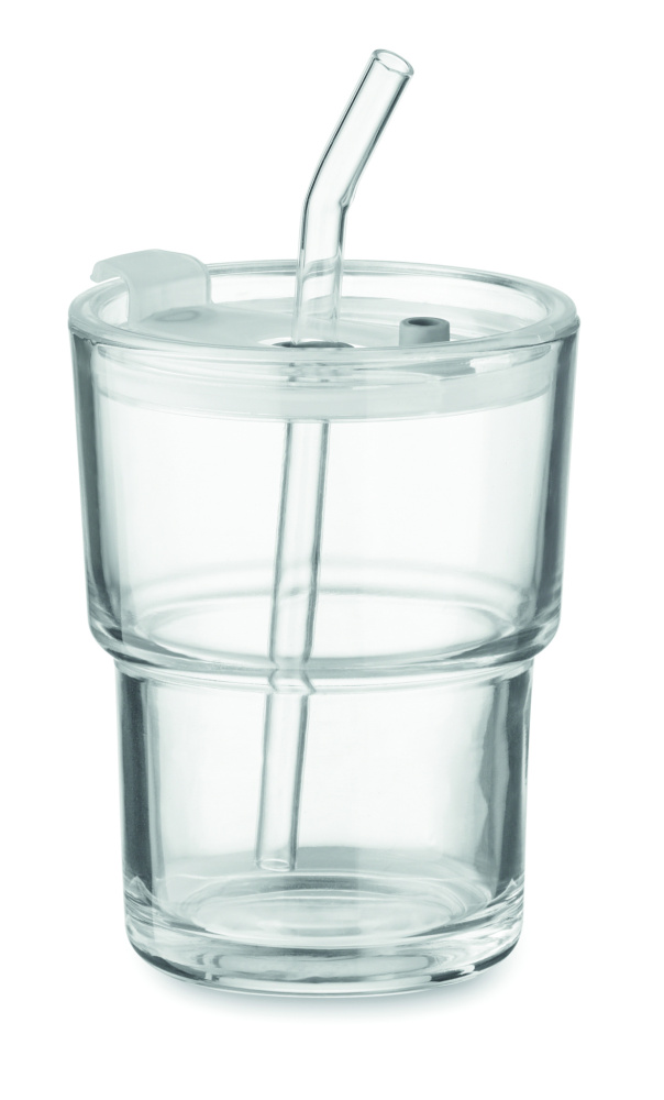 Logotrade promotional merchandise picture of: Glass tumbler with straw 400ml