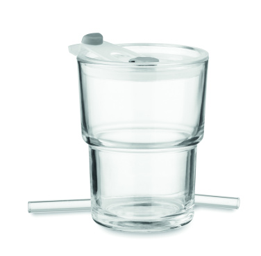 Logotrade promotional items photo of: Glass tumbler with straw 400ml