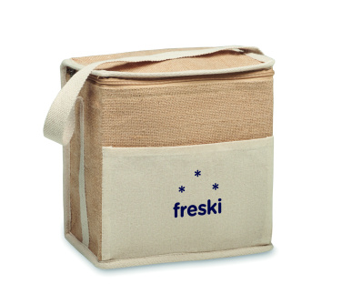 Logo trade promotional merchandise image of: Jute and canvas cooler bag 3L