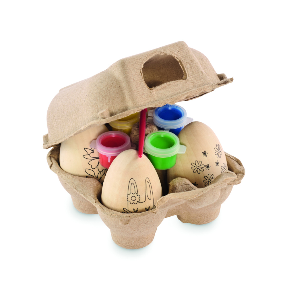 Logo trade promotional gifts picture of: Wooden eggs painting set