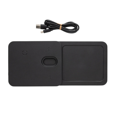 Logo trade business gift photo of: Swiss Peak 3 in 1 RCS recycled PU wireless charger desk tray