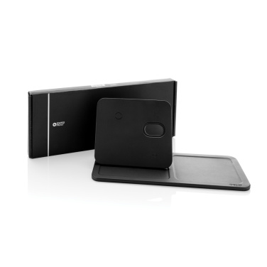 Logotrade promotional items photo of: Swiss Peak 3 in 1 RCS recycled PU wireless charger desk tray