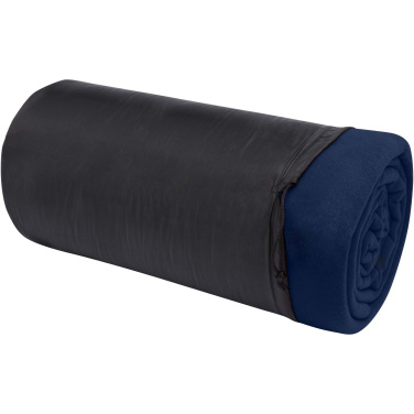 Logo trade promotional giveaways image of: Huggy fleece plaid blanket with carry pouch 220x250 cm