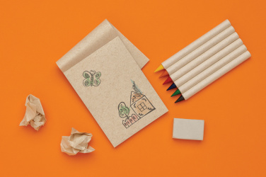 Logo trade promotional merchandise picture of: Micki GRS infinity 6pc coloring pencil set with notepad