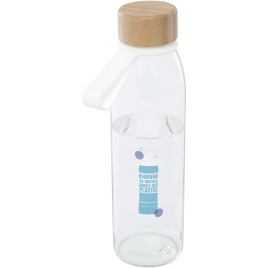 Logo trade advertising products picture of: Porto 500 ml glass water bottle with silicone handle and bamboo lid