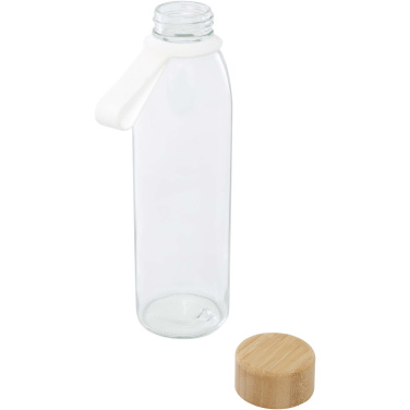 Logotrade promotional items photo of: Porto 500 ml glass water bottle with silicone handle and bamboo lid