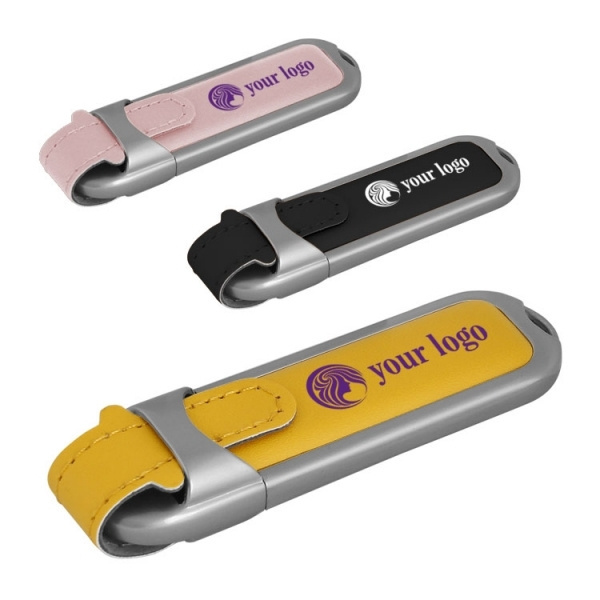 Logo trade promotional giveaways image of: Leather USB stick