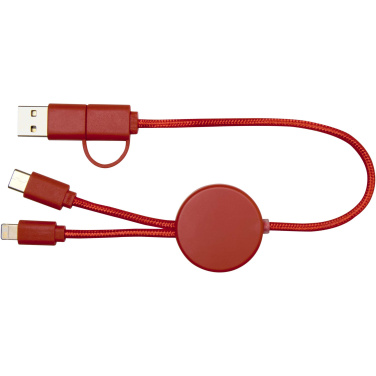 Logo trade promotional merchandise image of: Citala 5-in-1 recycled plastic 30 cm data sync and 27W fast charge cable