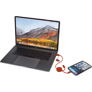 Logotrade corporate gift picture of: Citala 5-in-1 recycled plastic 30 cm data sync and 27W fast charge cable