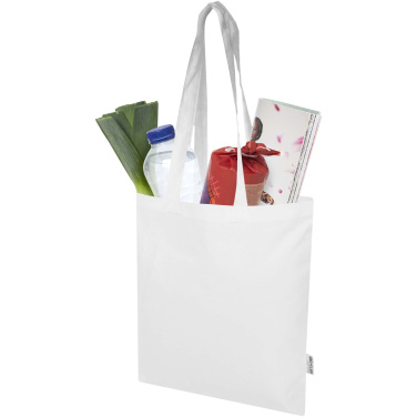 Logo trade promotional merchandise image of: Madras Blend 140 g/m² GRS recycled cotton tote bag 7L