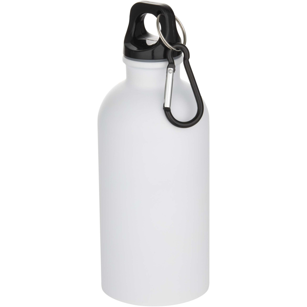 Logotrade promotional gift picture of: Oregon 400 ml matte RCS recycled single wall stainless steel water bottle with carabiner