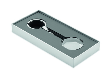 Logo trade advertising products image of: Glass round award key ring