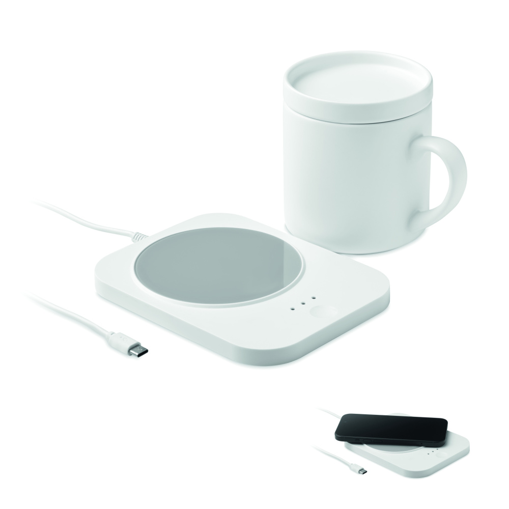 Logotrade promotional merchandise photo of: Wireless charger mug warmer set