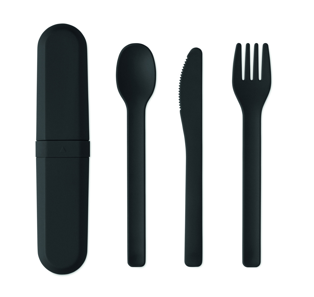 Logo trade promotional giveaways picture of: Cutlery set and case in PLA