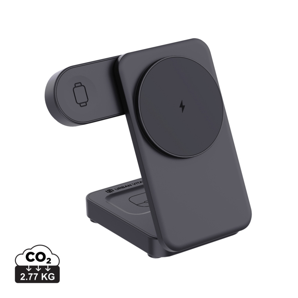 Logo trade business gifts image of: Urban Vitamin Arcadia RCS rplastic 15W 3in1 magnetic charger