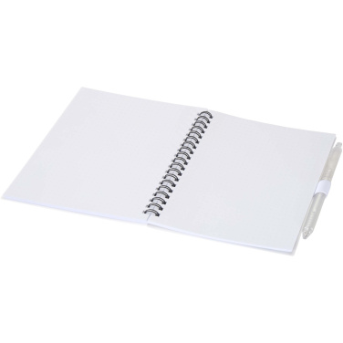 Logo trade corporate gift photo of: Niove recycled plastic soft cover notebook and ballpoint pen set (blue ink)