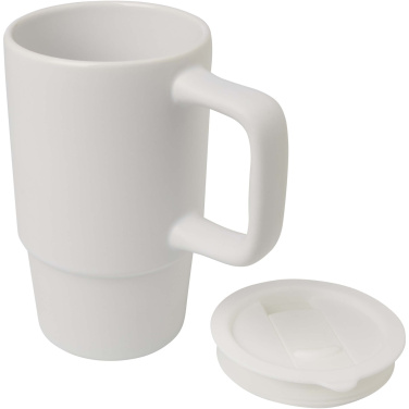 Logo trade promotional merchandise image of: Carter 450 ml ceramic mug with plastic lid