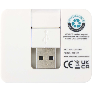 Logotrade corporate gifts photo of: Gaia 4-port USB hub with USB-A and Type-C output and dual input - made from recycled plastic