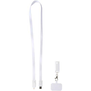 Logotrade corporate gift image of: Franz recycled plastic smartphone lanyard with built-in data sync and 65W fast charge 5-in-1 cable
