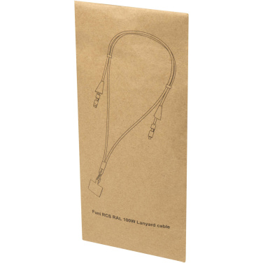 Logo trade promotional products image of: Funi recycled plastic smartphone lanyard with built-in data sync and 100W fast charge 5-in-1 cable