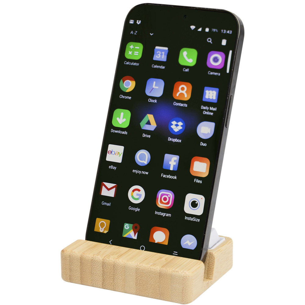 Logotrade corporate gift image of: Algol recycled plastic phone stand and fidget toy with bamboo details