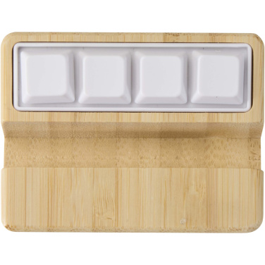 Logo trade promotional merchandise picture of: Algol recycled plastic phone stand and fidget toy with bamboo details