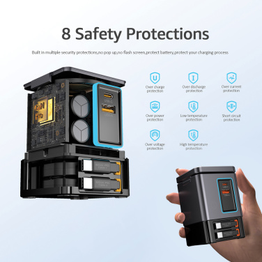 Logo trade promotional merchandise picture of: Urban Vitamin Sacramento 105W GAN charger+retractable cables