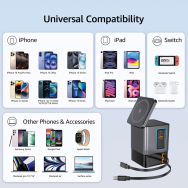 Logo trade business gifts image of: Urban Vitamin Sacramento 105W GAN charger+retractable cables