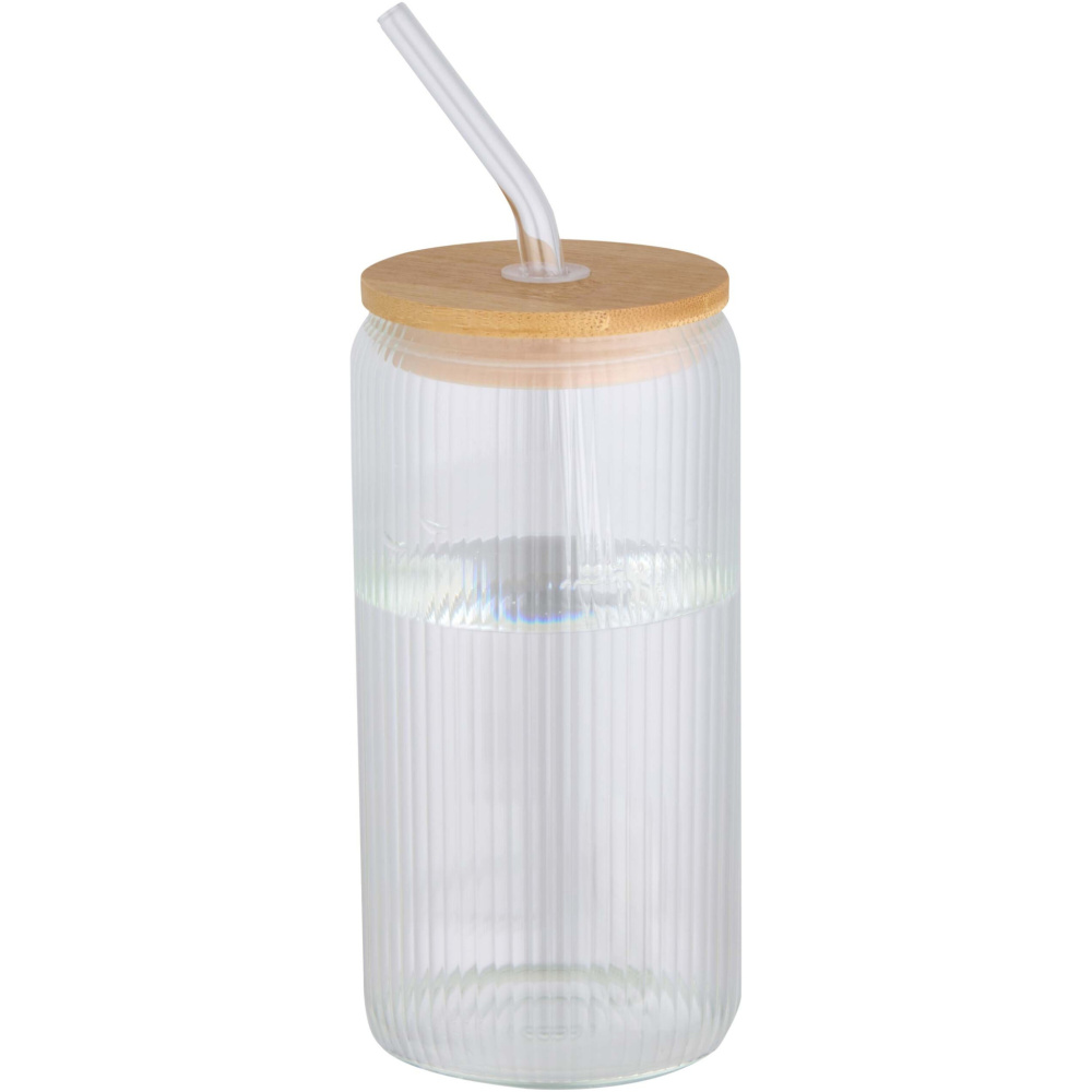Logotrade advertising product image of: Mirage 500 ml single-walled borosilicate glass jar with bamboo lid