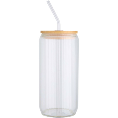 Logotrade advertising products photo of: Mirage 500 ml single-walled borosilicate glass jar with bamboo lid