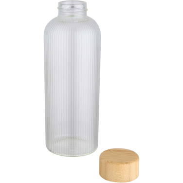Logo trade promotional item photo of: Mirage 650 ml single-walled borosilicate glass bottle with bamboo lid