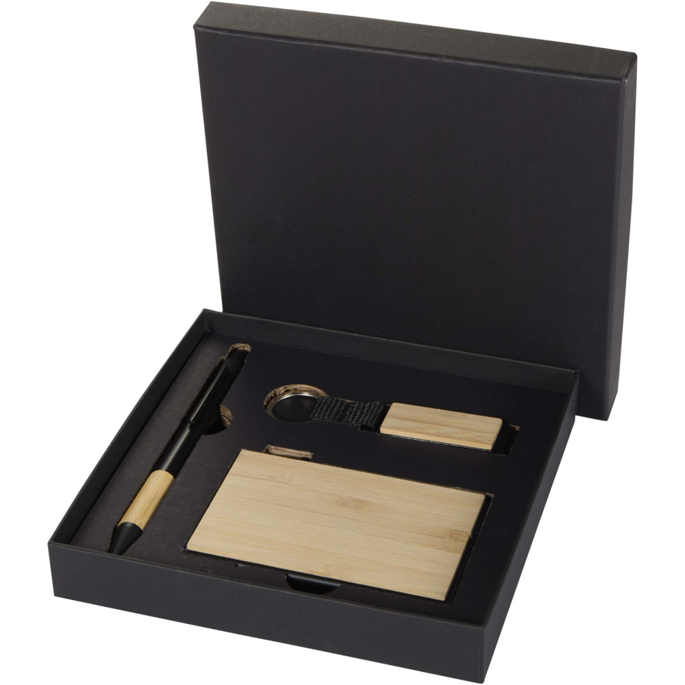 Logotrade promotional gift picture of: Minka RCS recycled aluminium ballpoint pen, keychain and RFID card holder gift set