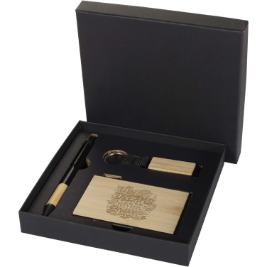 Logo trade business gifts image of: Minka RCS recycled aluminium ballpoint pen, keychain and RFID card holder gift set