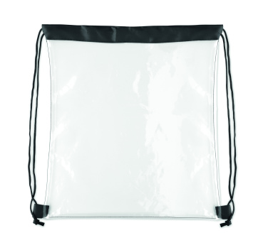 Logo trade promotional giveaways image of: Transparent drawstring bag
